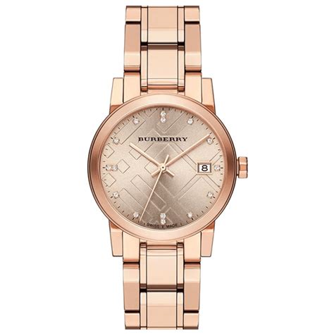 burberry the city rose gold diamond ladies watch bu9126|Burberry Ladies Diamond Check Stamped Watch BU9126.